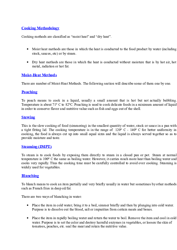 (DOC) Cooking Methodology