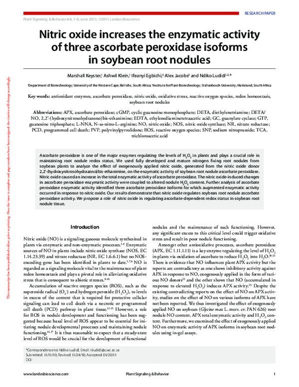 (PDF) Nitric oxide increases the enzymatic activity of three ascorbate ...