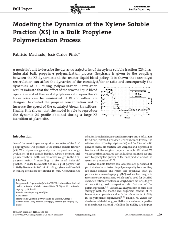(PDF) Modeling the Dynamics of the Xylene Soluble Fraction (XS) in a