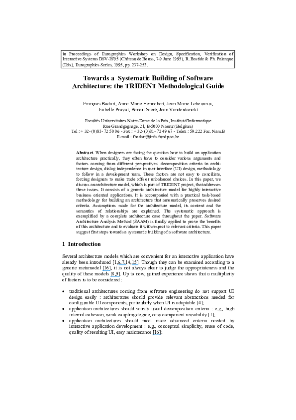 (PDF) Towards a Systematic Building of Software Architecture: the ...