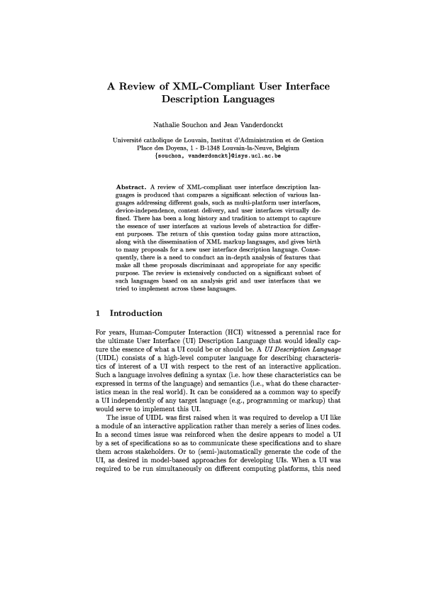 Pdf A Review Of Xml Compliant User Interface Description Languages Jean Vanderdonckt Academia Edu