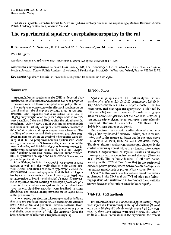 (PDF) The experimental squalene encephaloneuropathy in the rat