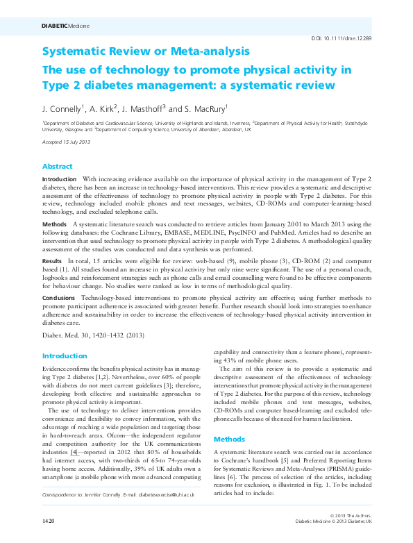 (PDF) The use of technology to promote physical activity in Type 2 ...
