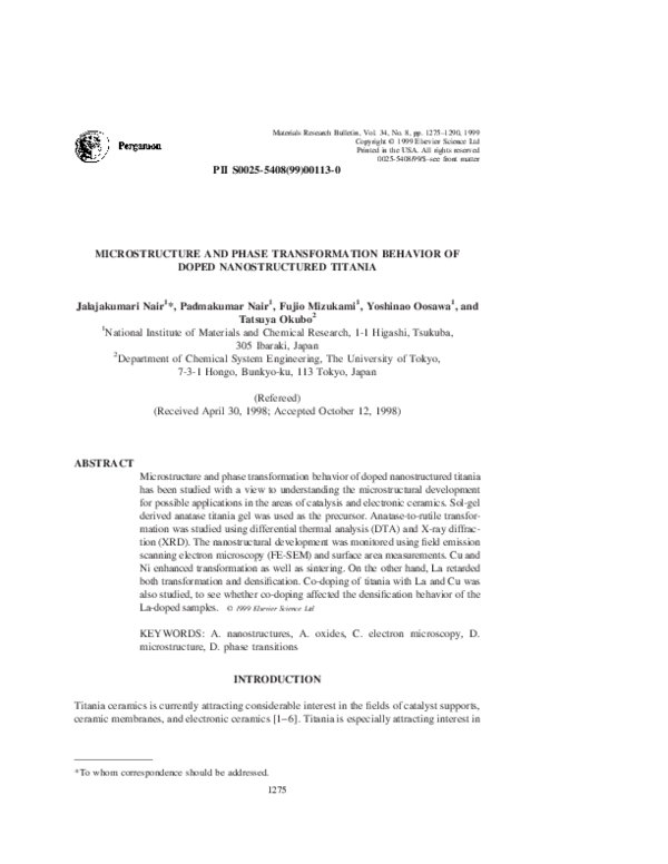 (PDF) Microstructure and phase transformation behavior of doped ...