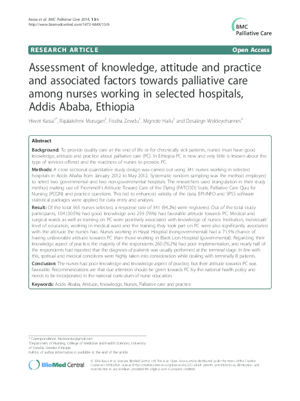 (PDF) Assessment of knowledge, attitude and practice and associated ...