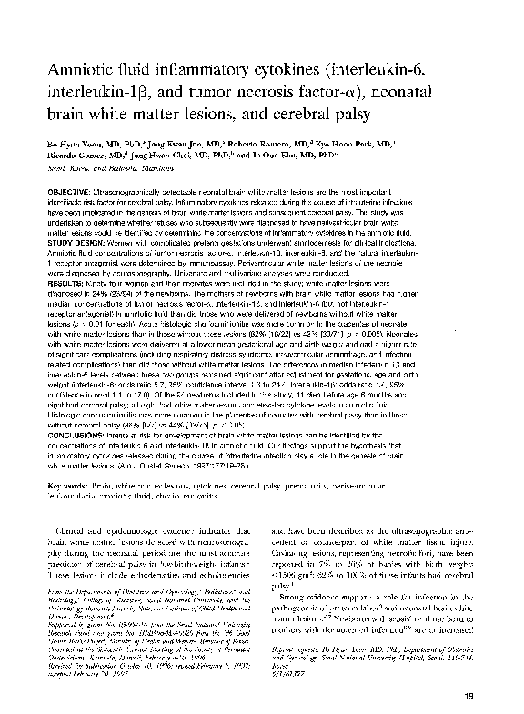 (PDF) Amniotic fluid inflammatory cytokines (interleukin-6, interleukin ...
