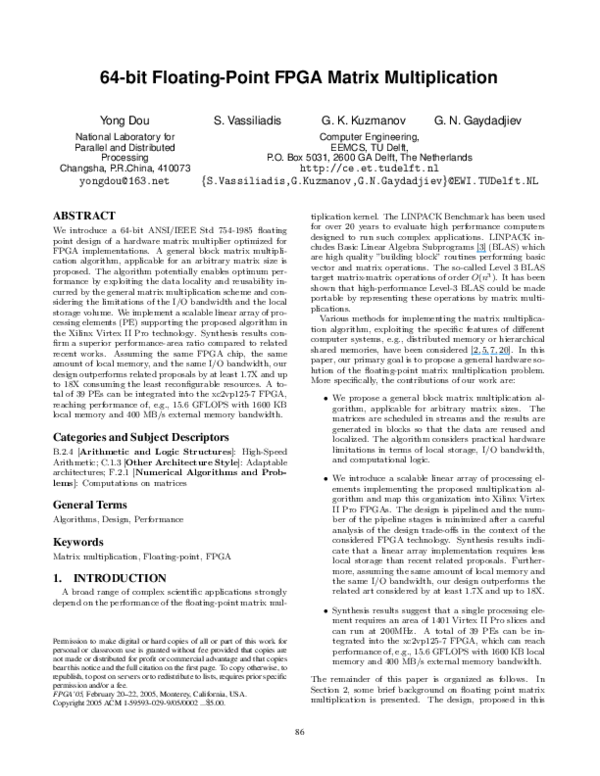 (PDF) 64-bit floating-point FPGA matrix multiplication