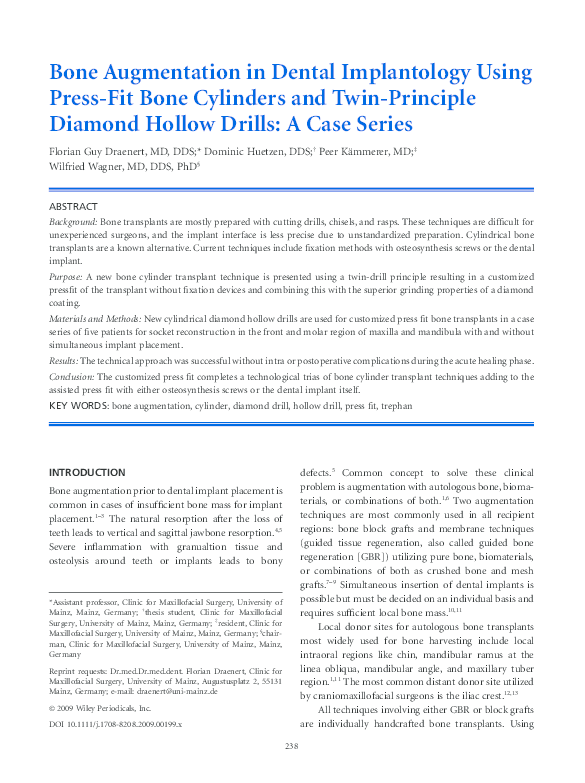 (PDF) Bone Augmentation in Dental Implantology Using Press-Fit Bone ...