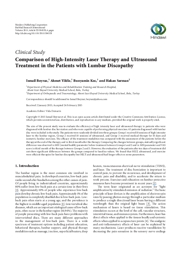 (PDF) Comparison of High-Intensity Laser Therapy and Ultrasound ...