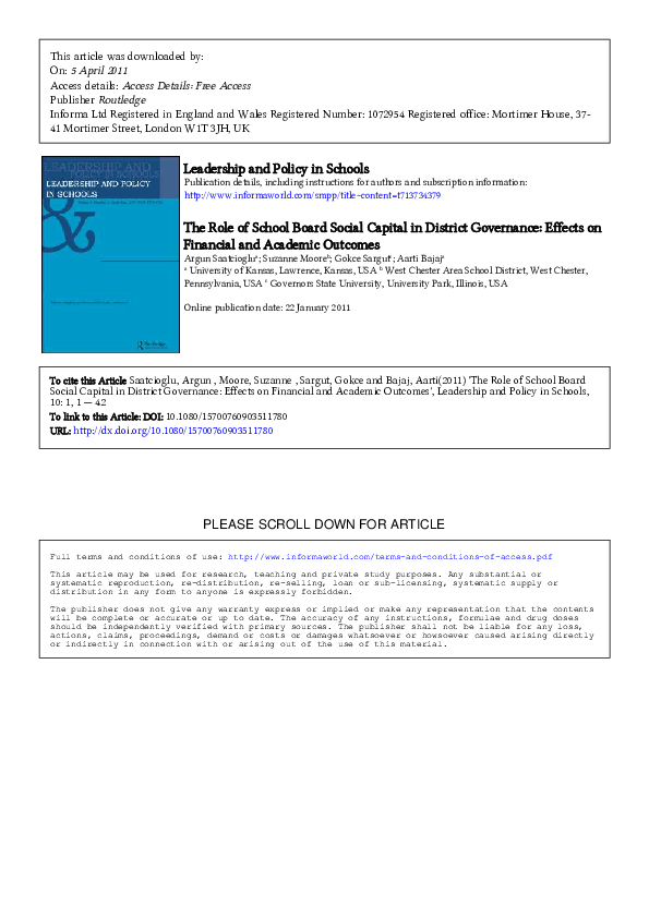 (PDF) The Role of School Board Social Capital in District Governance