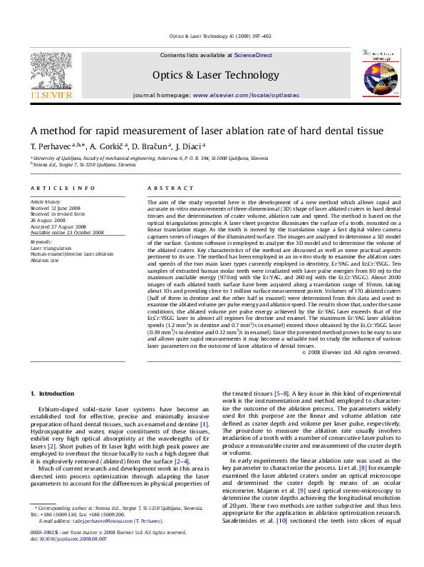 (PDF) A method for rapid measurement of laser ablation rate of hard