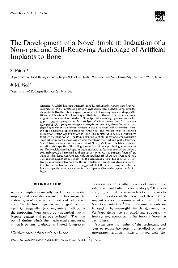 (PDF) The development of a novel implant induction of a nonrigid and