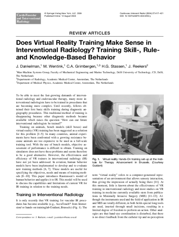 (PDF) Does Virtual Reality Training Make Sense in Interventional
