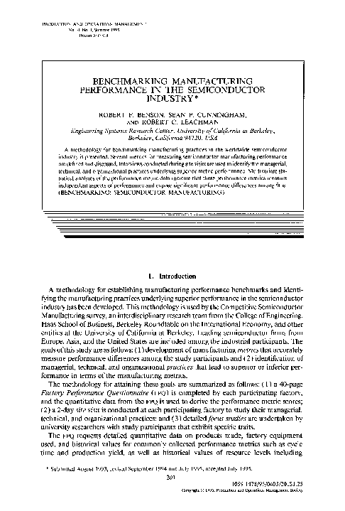 (PDF) Benchmarking Manufacturing Performance in the Semiconductor Industry
