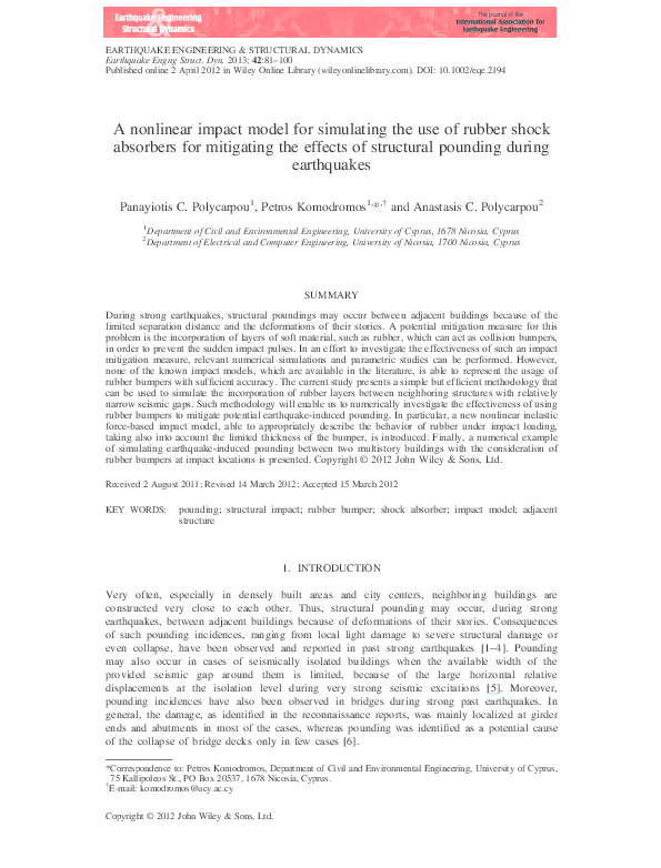 (PDF) A impact model for simulating the use of rubber shock