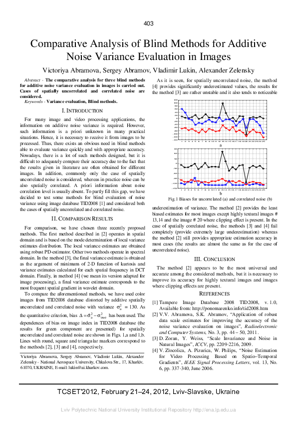 (PDF) Comparative analysis of blind methods for additive noise variance ...