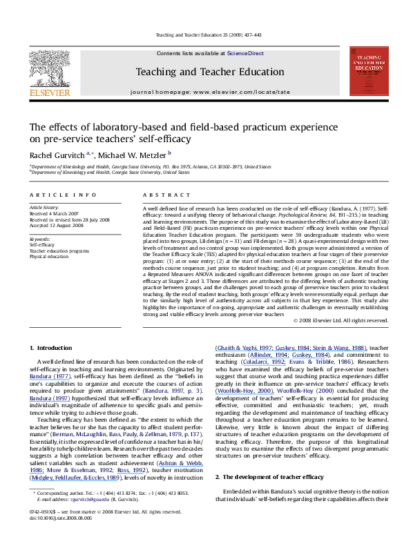 (PDF) The effects of laboratorybased and fieldbased practicum