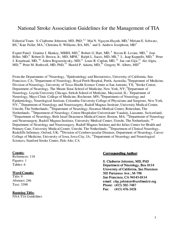 (PDF) National Stroke Association guidelines for the management of ...
