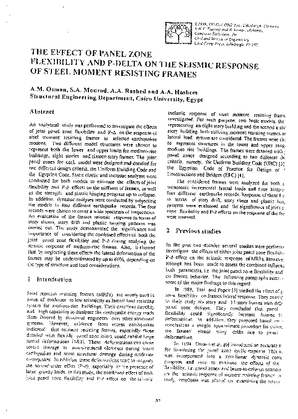 (PDF) The Effect of Panel Zone Flexibility and P-Delta on the Seismic ...
