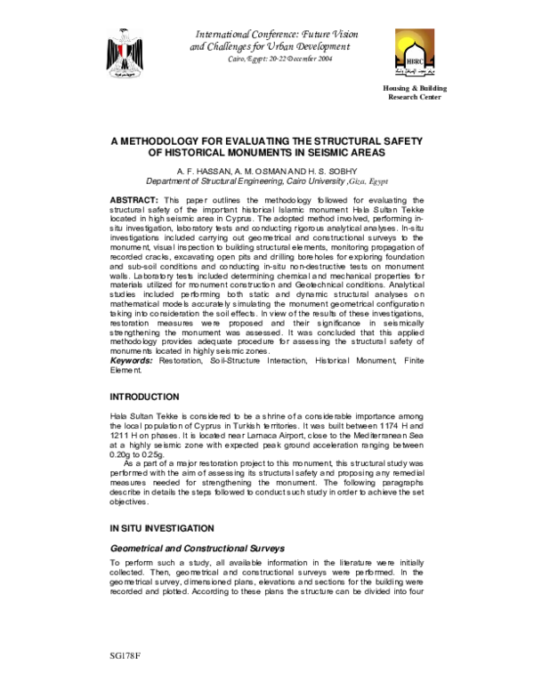 (PDF) A Methodology for Evaluating the Structural Safety of Historical ...