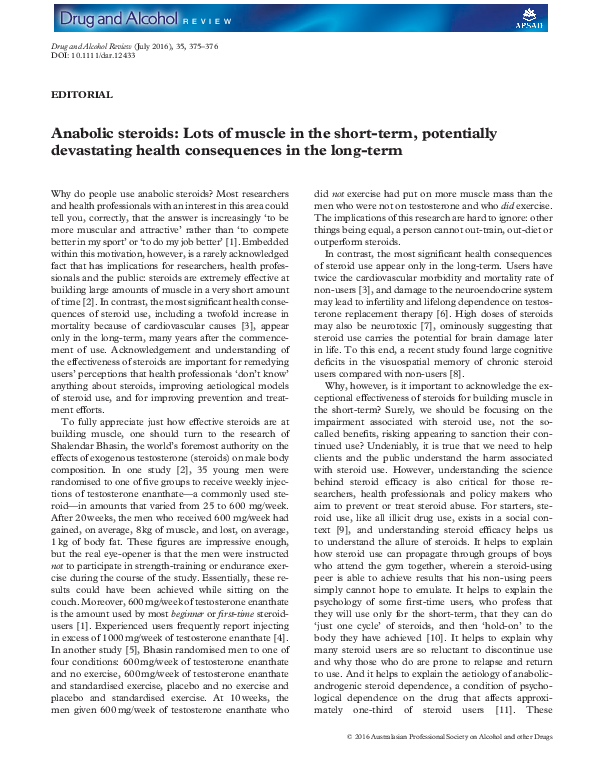 (PDF) Anabolic steroids: Lots of muscle in the short-term, potentially ...