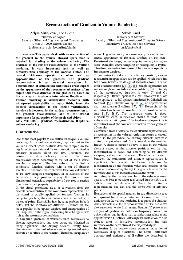 (PDF) Reconstruction of gradient in volume rendering