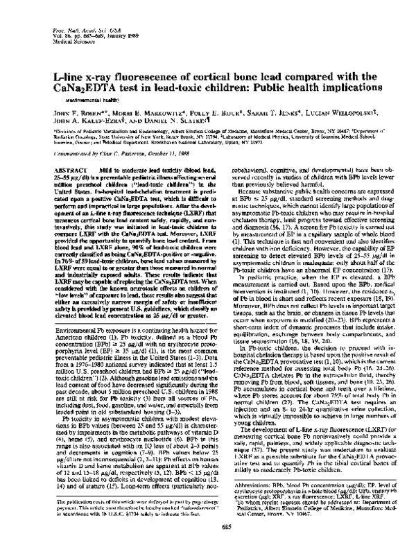 (PDF) LLine XRay Fluorescence of Cortical Bone Lead Compared with the
