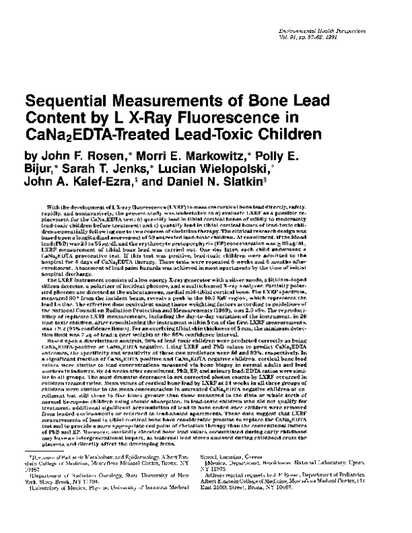 (PDF) Sequential Measurements of Bone Lead Content by L XRay