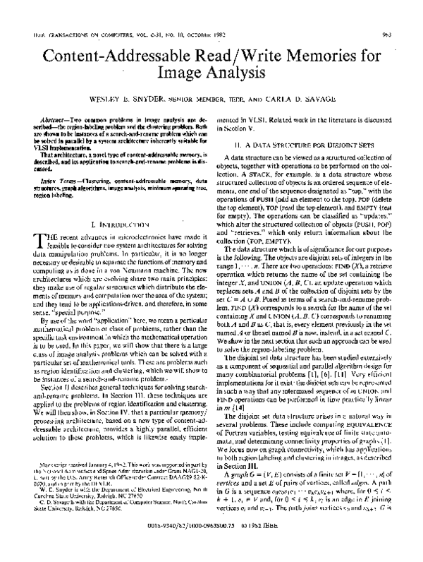 (PDF) Content Adressable Read/Write Memories for Image Analysis