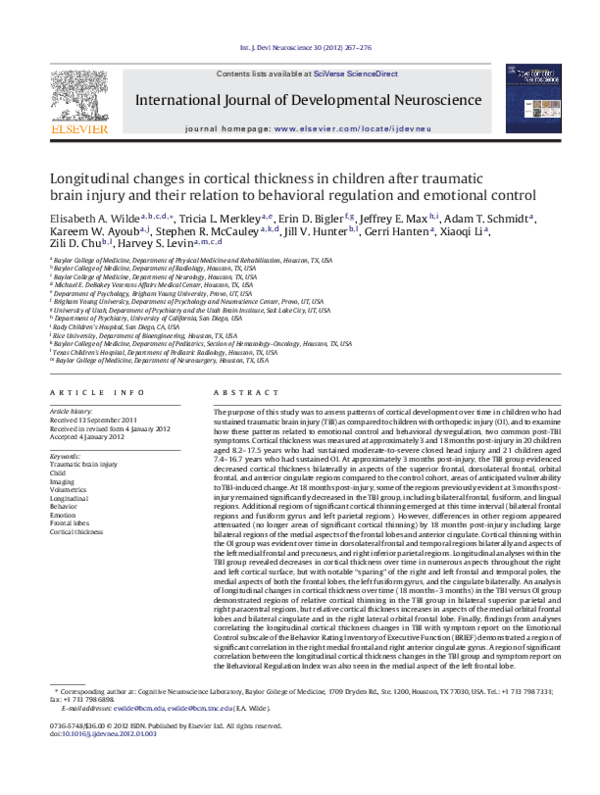 (PDF) Longitudinal changes in cortical thickness in children after ...