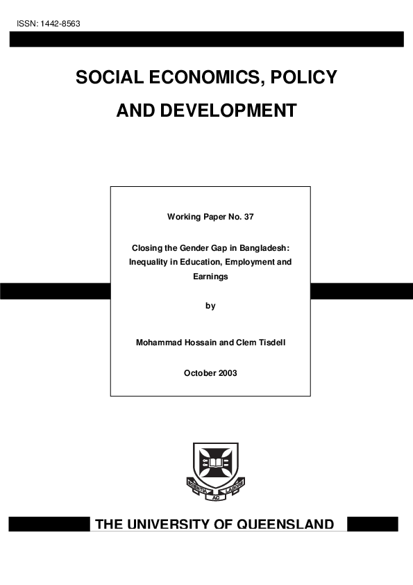 (PDF) Closing the Gender Gap in Bangladesh: Inequality in Education ...