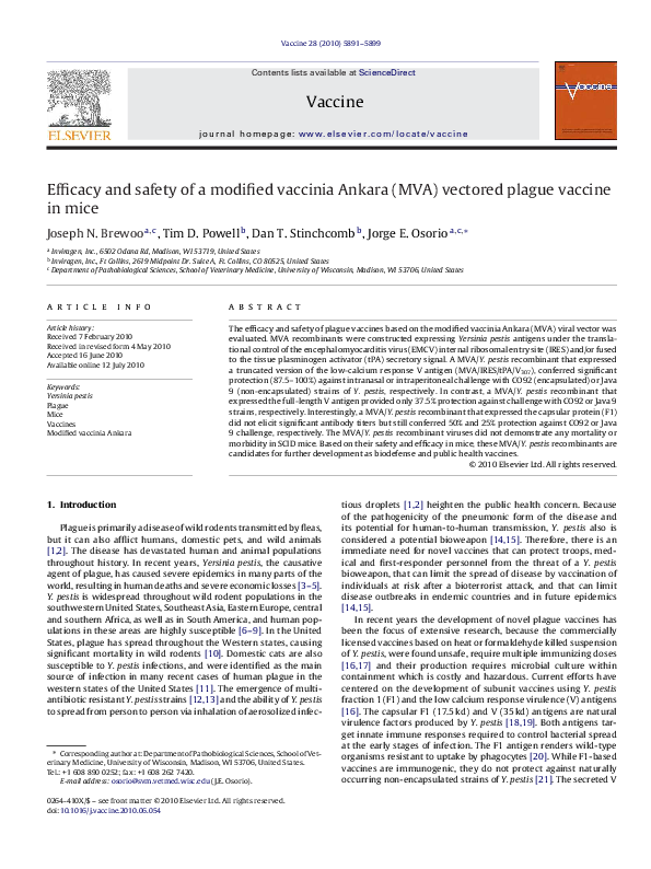 (PDF) Efficacy and safety of a modified vaccinia Ankara (MVA) vectored ...