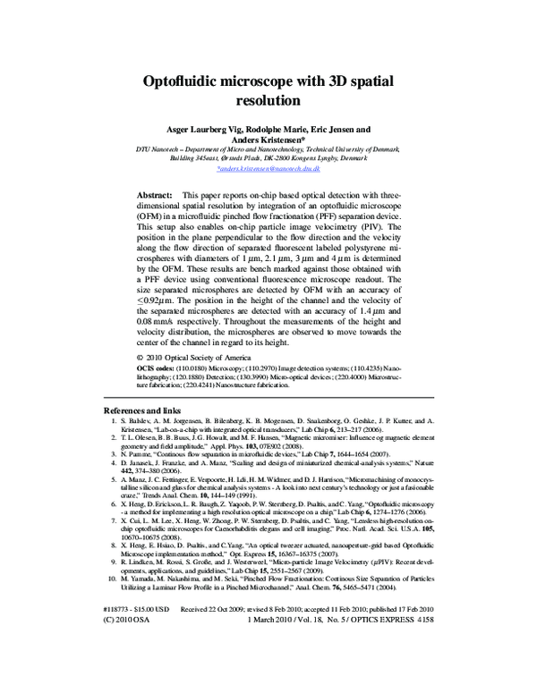 (PDF) Optofluidic microscope with 3D spatial resolution