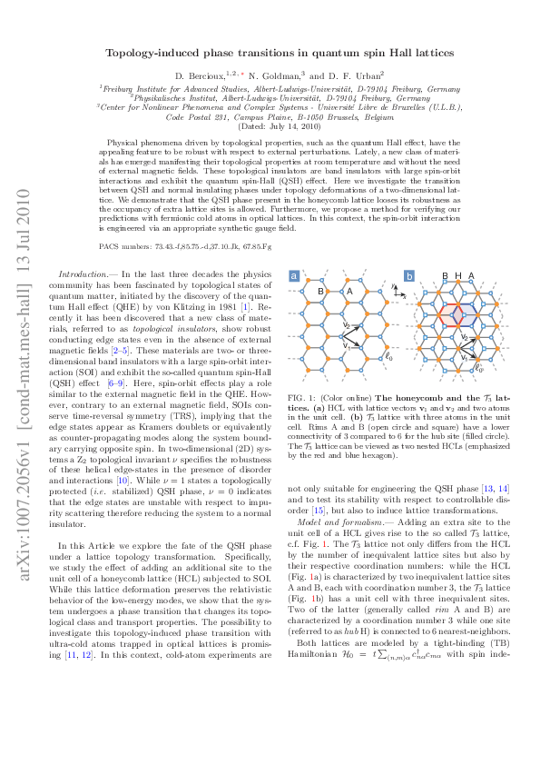 (PDF) Topology-induced phase transitions in quantum spin Hall lattices
