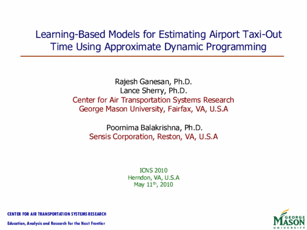 (PDF) Learning-based models for estimating airport taxi-out time using ...