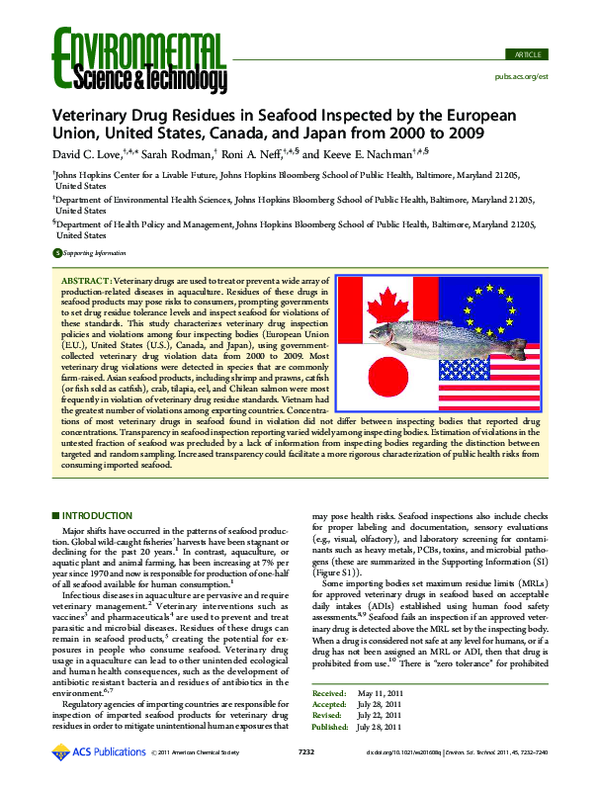 (PDF) Veterinary Drug Residues in Seafood Inspected by the European ...
