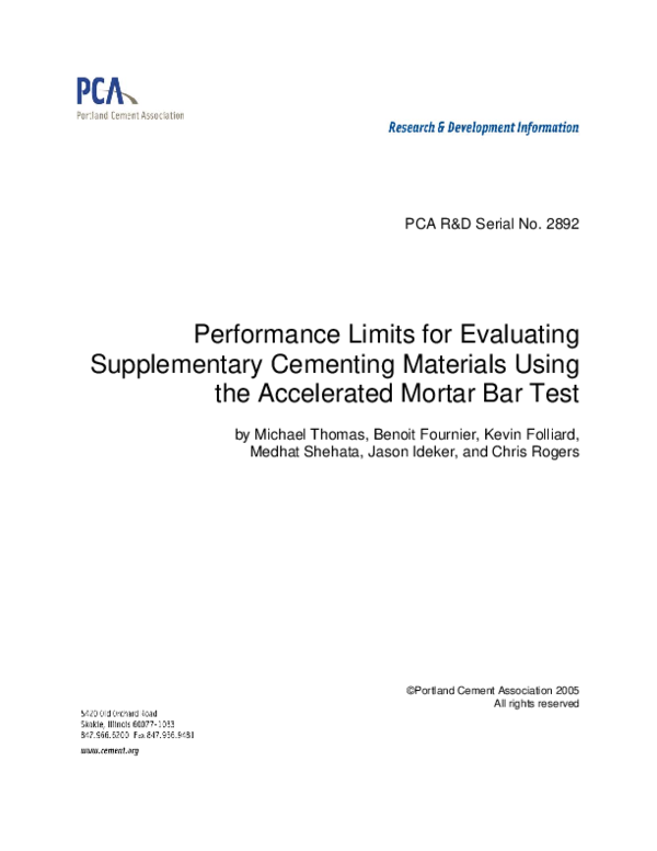 (PDF) Performance Limits for Evaluating Supplementary Cementing