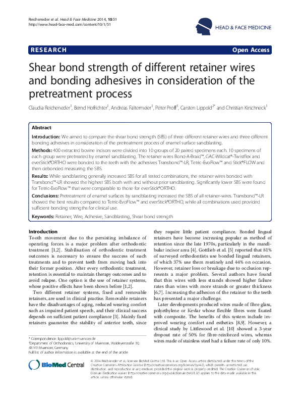 (PDF) Shear bond strength of different retainer wires and bonding ...