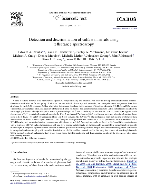 (PDF) Detection and discrimination of sulfate minerals using ...