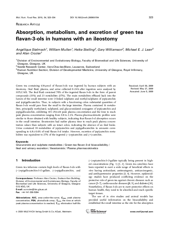 (PDF) Absorption, metabolism, and excretion of green tea flavan-3-ols ...