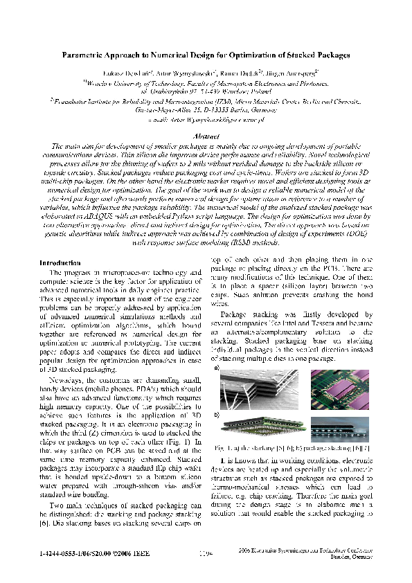 (PDF) Parametric Approach to Numerical Design for Optimization of ...