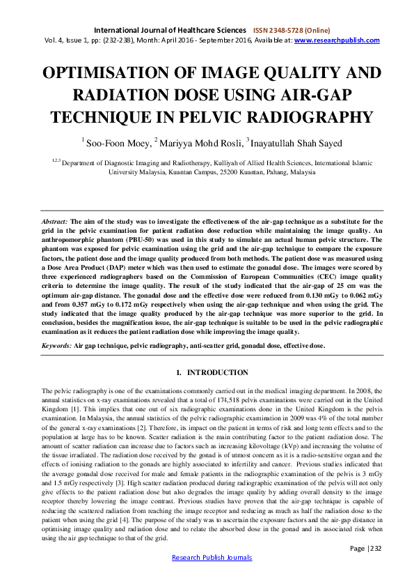 (PDF) OPTIMISATION OF IMAGE QUALITY AND RADIATION DOSE USING AIRGAP