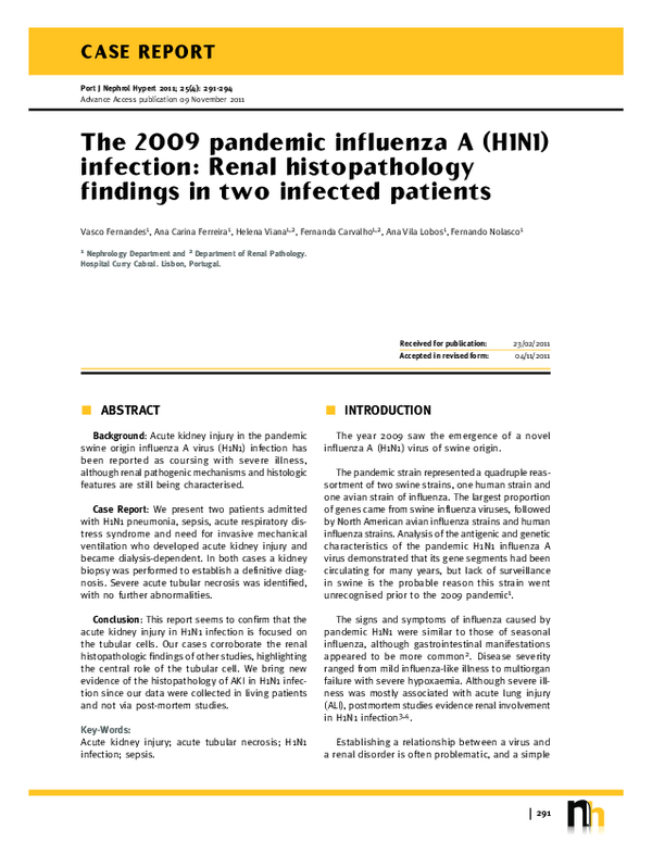 (PDF) The 2009 pandemic influenza A (H1N1) infection: Renal ...