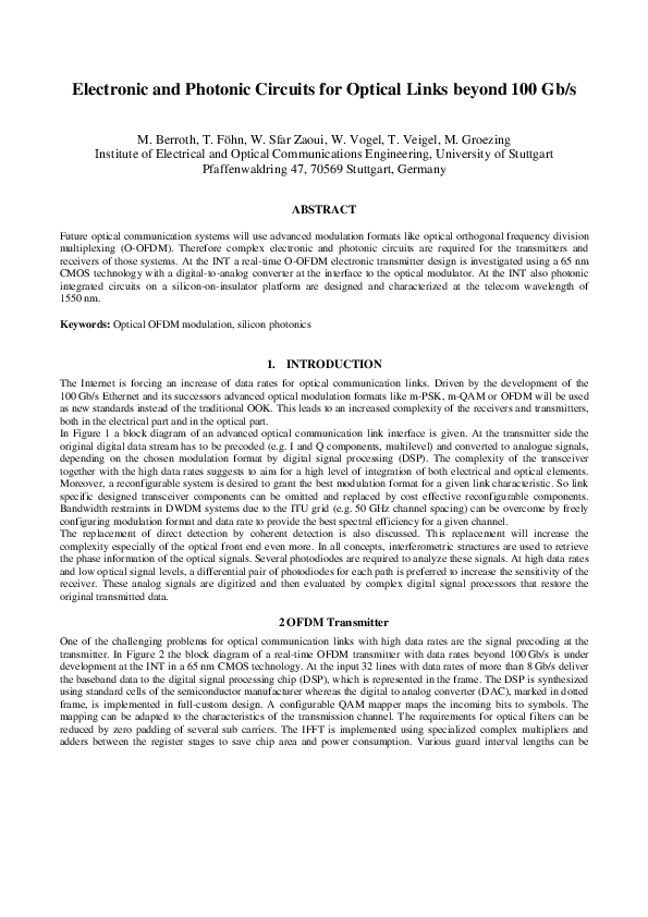 (PDF) Electronic and Photonic Circuits for Optical Links beyond 100 Gb/s