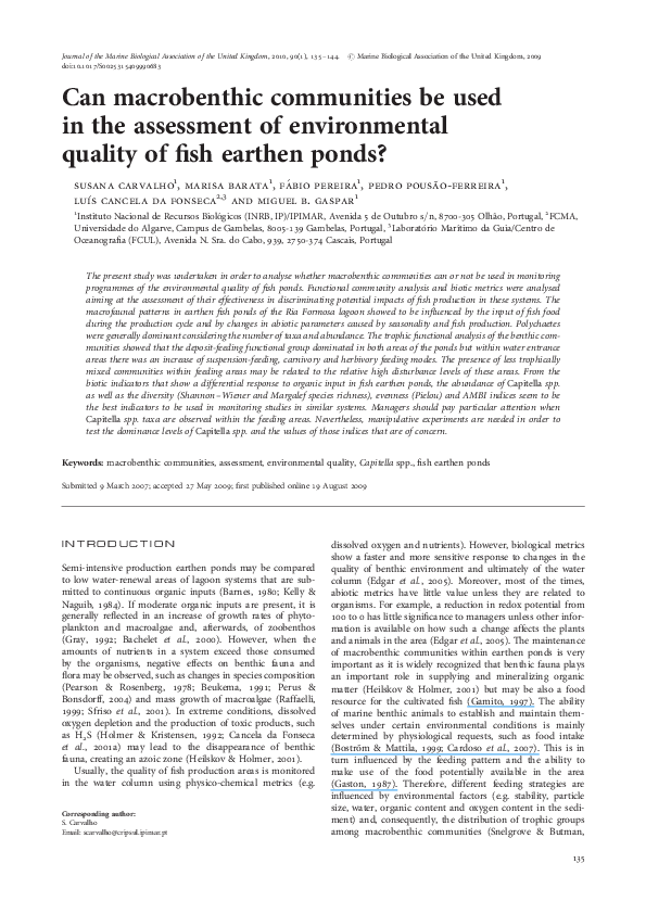 (PDF) Can macrobenthic communities be used in the assessment of ...