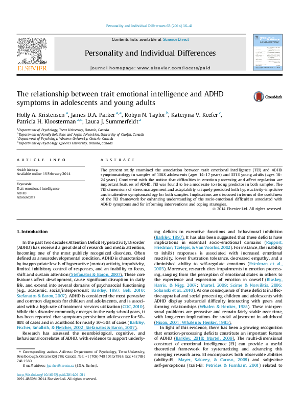 (PDF) The Relationship between Trait Emotional Intelligence and Self ...