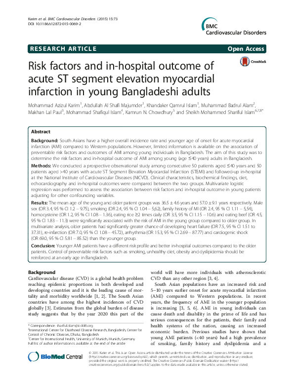 (PDF) Risk factors and in-hospital outcome of acute ST segment ...