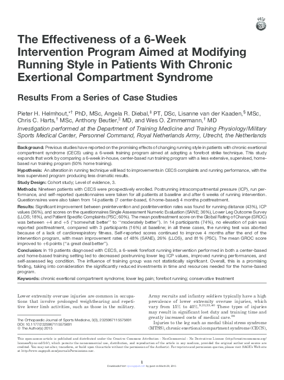 (PDF) Chronic Exertional Compartment Syndrome Mark Hutchinson Academia.edu