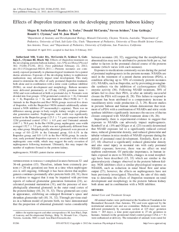 (PDF) Effects of ibuprofen treatment on the developing preterm baboon