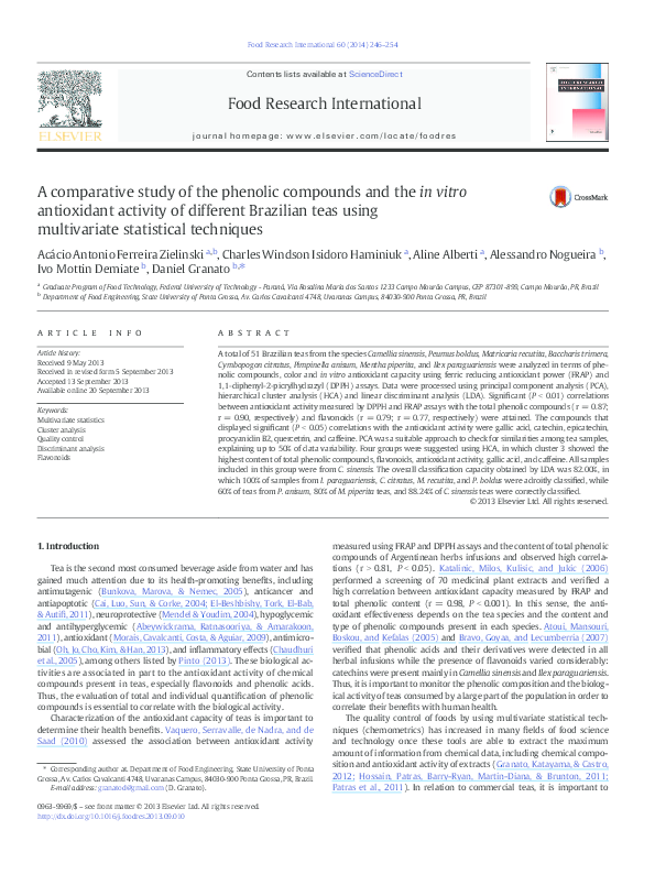 (PDF) A comparative study of the phenolic compounds and the in vitro ...